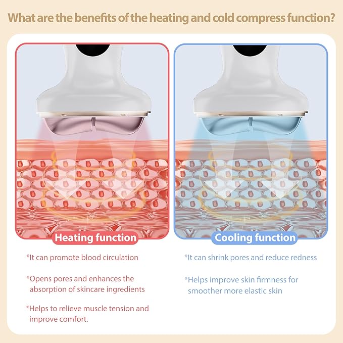 Upgraded Hot & Cold Dual Mode Face and Neck Beauty Massager, 7 in 1 LED Facial Sculptor, 7 Modes -Micro - Vibration - 7 Light -Heating -Ice Compress for Home Skin Care, Face Lift Device