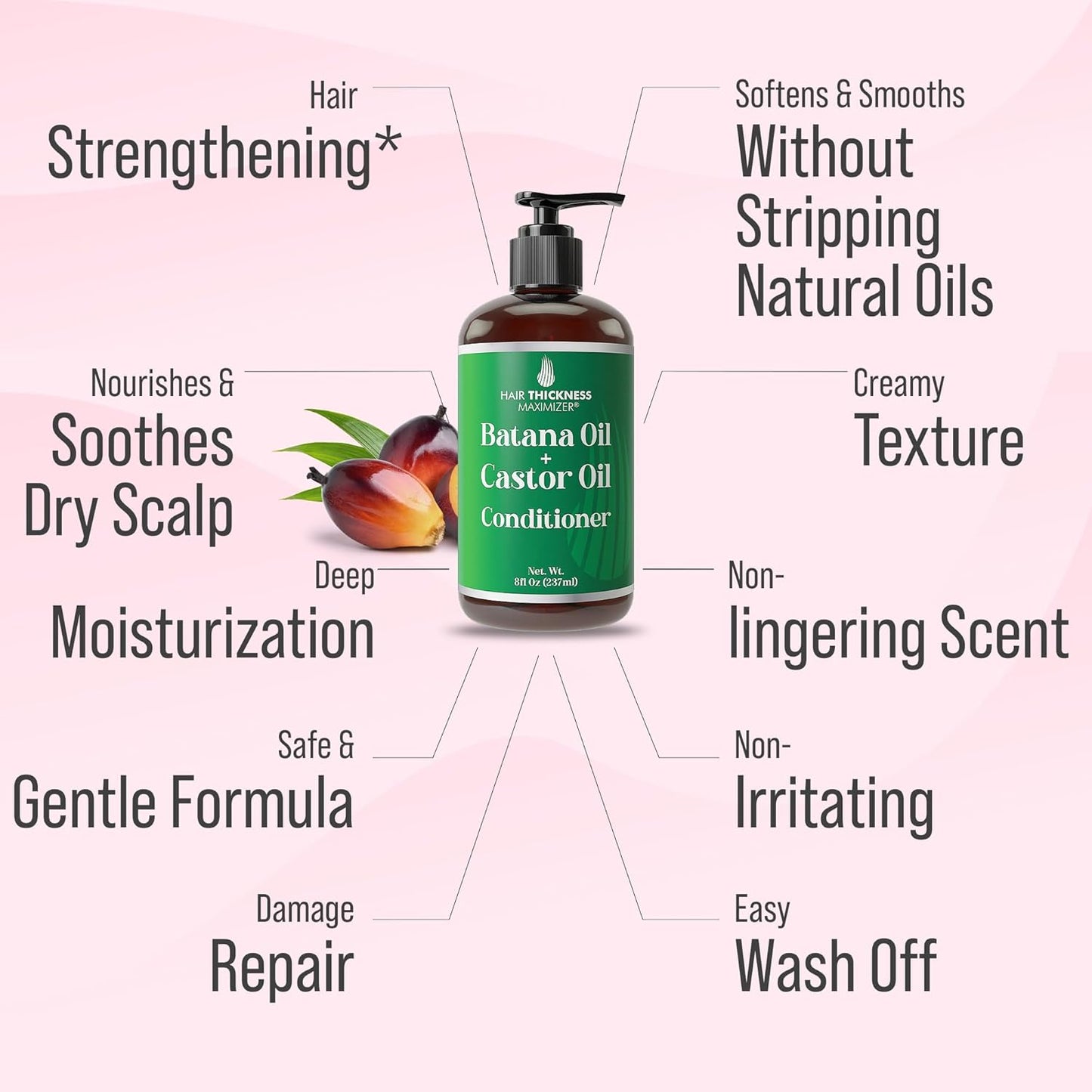 Batana Oil Conditioner for Hair Growth with Castor, Biotin to Strengthen, Soften & Moisturize Hair without Stripping Natural Oils. Color Safe Batana Oil Shampoo and Conditioner For Women, Men