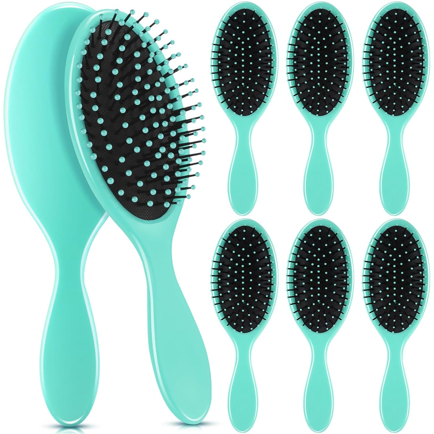 Nuenen 6 Pcs Wet Detangler Hair Brush Travel Dry Hair Brushes Detangling Hairbrush with Soft Bristles for Women Men Girls Boys (Green)