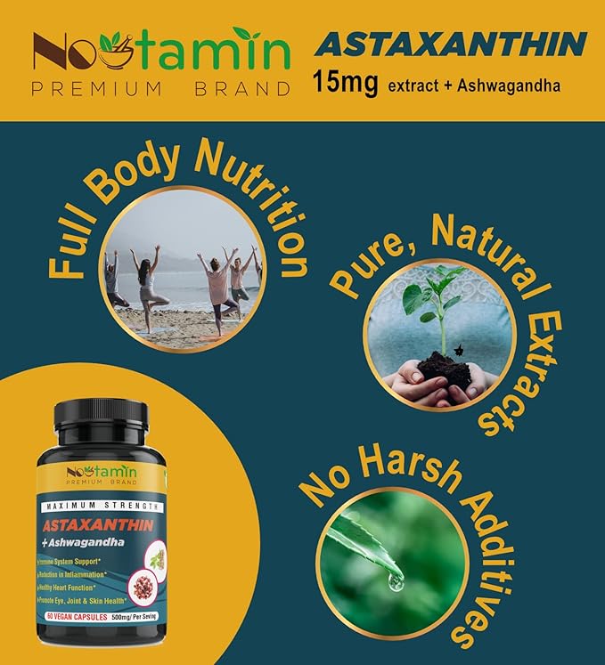 Nootamin Extra Strength Astaxanthin 15mg Supplement 60 Vegan