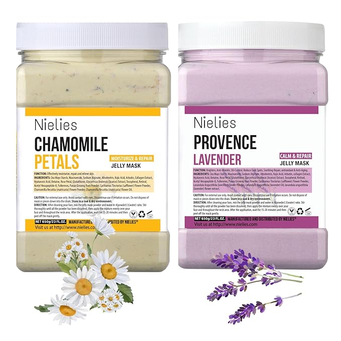 Lavender + Chamomile Patel Jelly Mask, Facial Skin Care- Collagen Peel-Off Jelly Mask Set For Facials, Face Mask For Instant Hydration, Vegan Peel Off Face Mask, For Anti-Aging