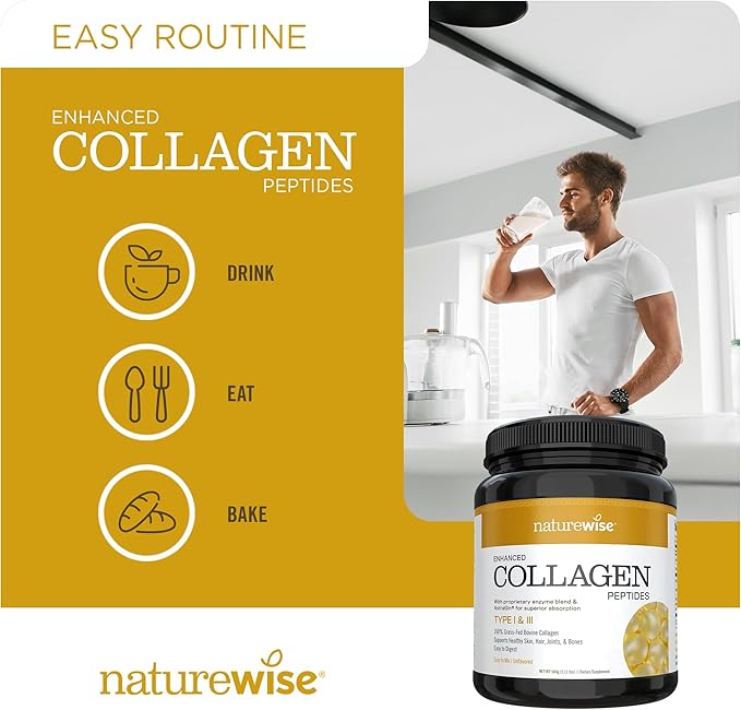 NatureWise Collagen Peptides Powder, Collagen for Women 1 & 3 Grass-Fed 45 Servings[45-Day Servings[45-Day Supply]