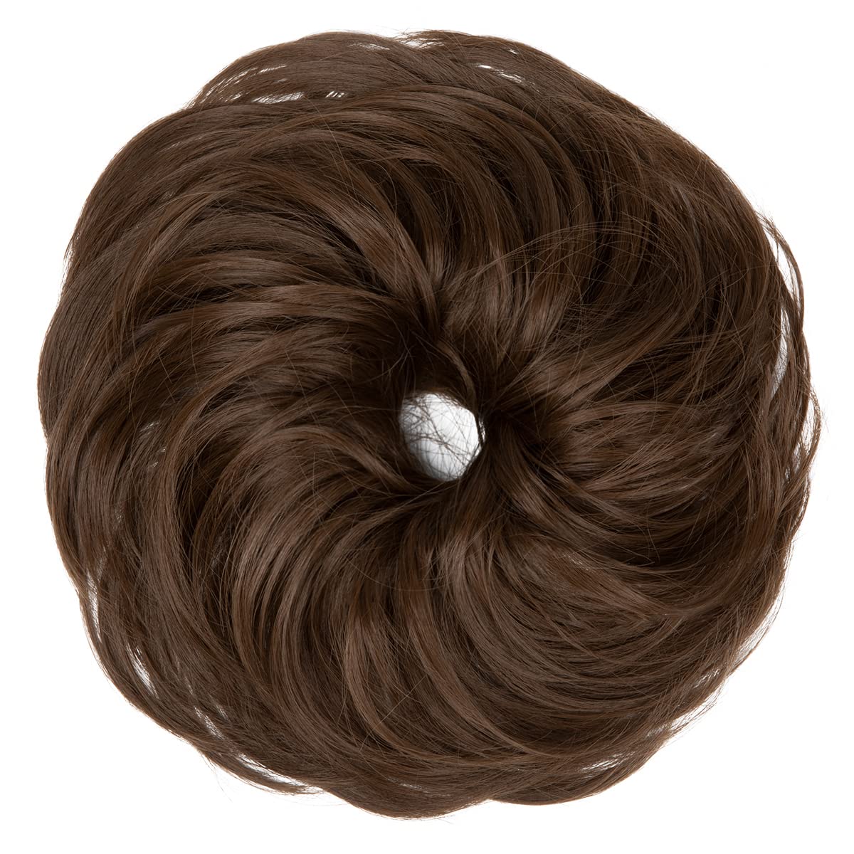 CJL HAIR Large Messy Bun Hair Piece Wavy Curly Scrunchies Synthetic Chignon Ponytail Hair Extensions Thick Updo Hairpieces for Women Medium Ash Brown