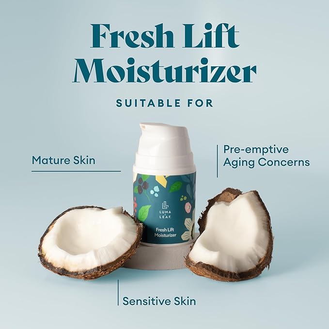 LUMA & LEAF Fresh Lift Facial Moisturizer, 1.7 FL Oz – Anti Aging Face Cream with Hyaluronic Acid & Tetrapeptide, Collagen Booster to Firm, Smooth Wrinkles & Hydrate Sensitive Skin