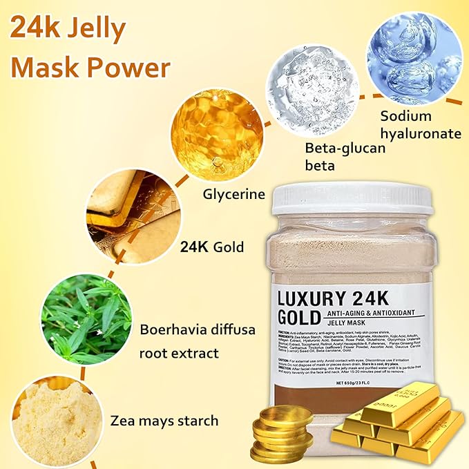 24k Gold Jelly Masks for Facials Rose Hydro Jelly Masks for Facials Professional