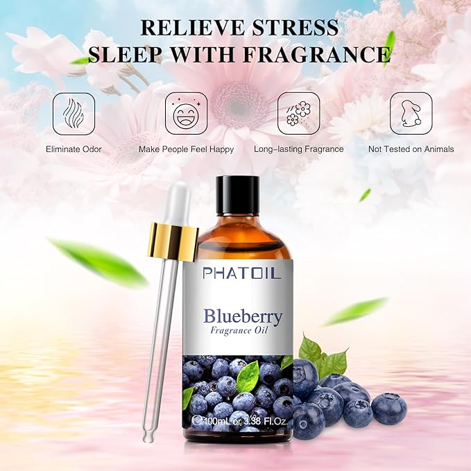 3.38FL.OZ Blueberry Fragrance Oils for Aromatherapy, Essential Oils for Diffusers for Home, Perfect for Diffuser, Yoga, Skin Care, DIY Candle and Soap Making - 100ml