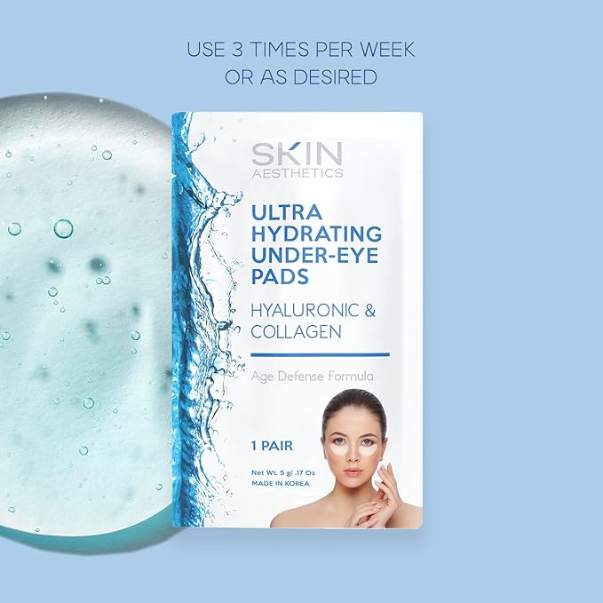 Hyaluronic & Collagen Under Eye Patches - Reduces Puffiness, Eye Bags & Wrinkles, Ultra Hydrating - Dermatologist Tested Korean Skincare - Clean Beauty, Cruelty-Free - 5 Pairs