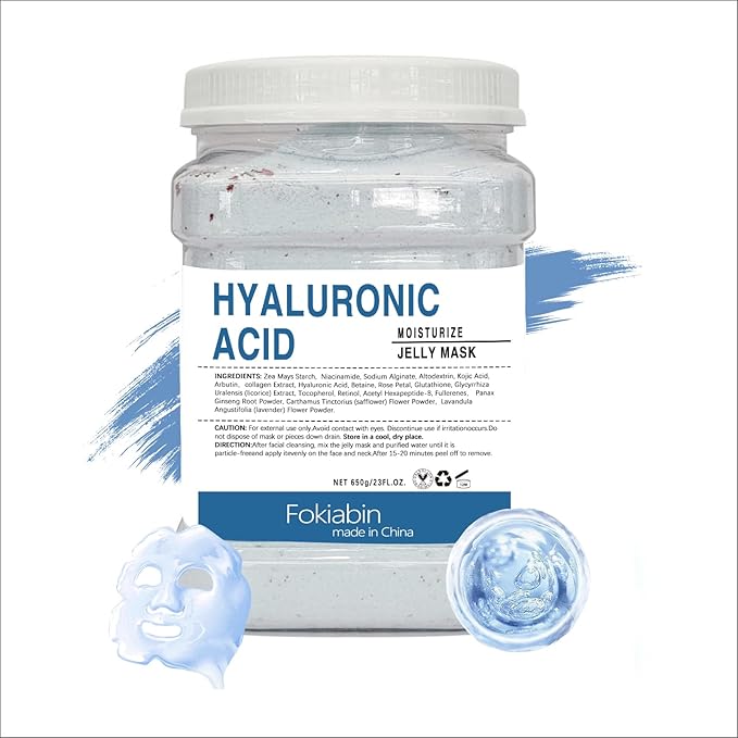 Jelly Mask for Facials, Hydrating & Moisturizing Peel-Off Rubber Gel Face Mask Skin Care for Deep Hydration & Glow, 23 Fl Oz Jar Professional Spa Use for All Skin Types with hyaluronic acid