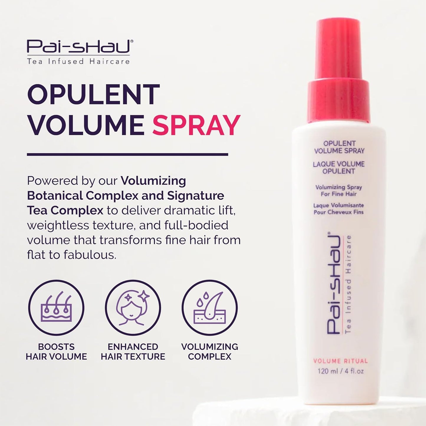 Pai-Shau Opulent Volume Spray - Volumizing Spray for Fine Hair - Provides Improved Texture, Weightless Volume and Lift - Volume Spray for Women - 4 Fl Oz