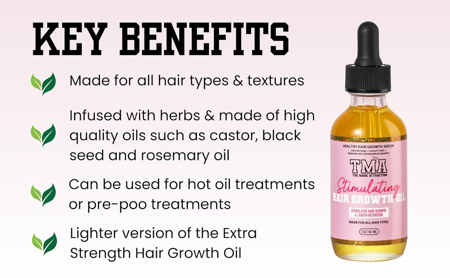 The Mane Attraction Hair Oil for All Hair Types, Infused with Rosemary Oil, Castor Oil & Black Seed Oil - Stimulating Hair Growth, Seals in Moisture, Soothes Irritated Scalp. Mini, 2oz