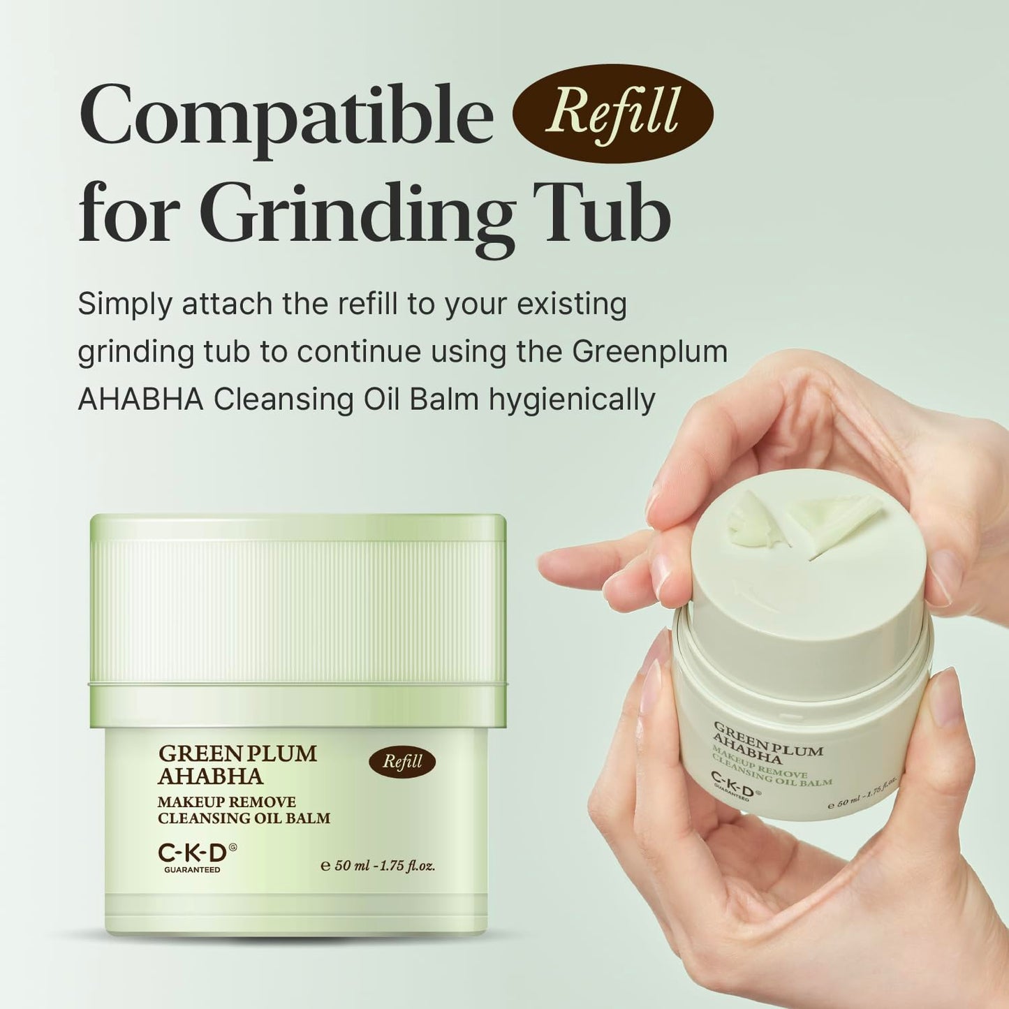 CKD Green Plum AHA·BHA Grinding Cleansing Oil Balm [Refill] - Sherbet Balm Cleanser for Makeup, Sebum & Blackhead Removal. Exfoliating with 4-Acid Complex for All types of Skin.1.75 fl oz