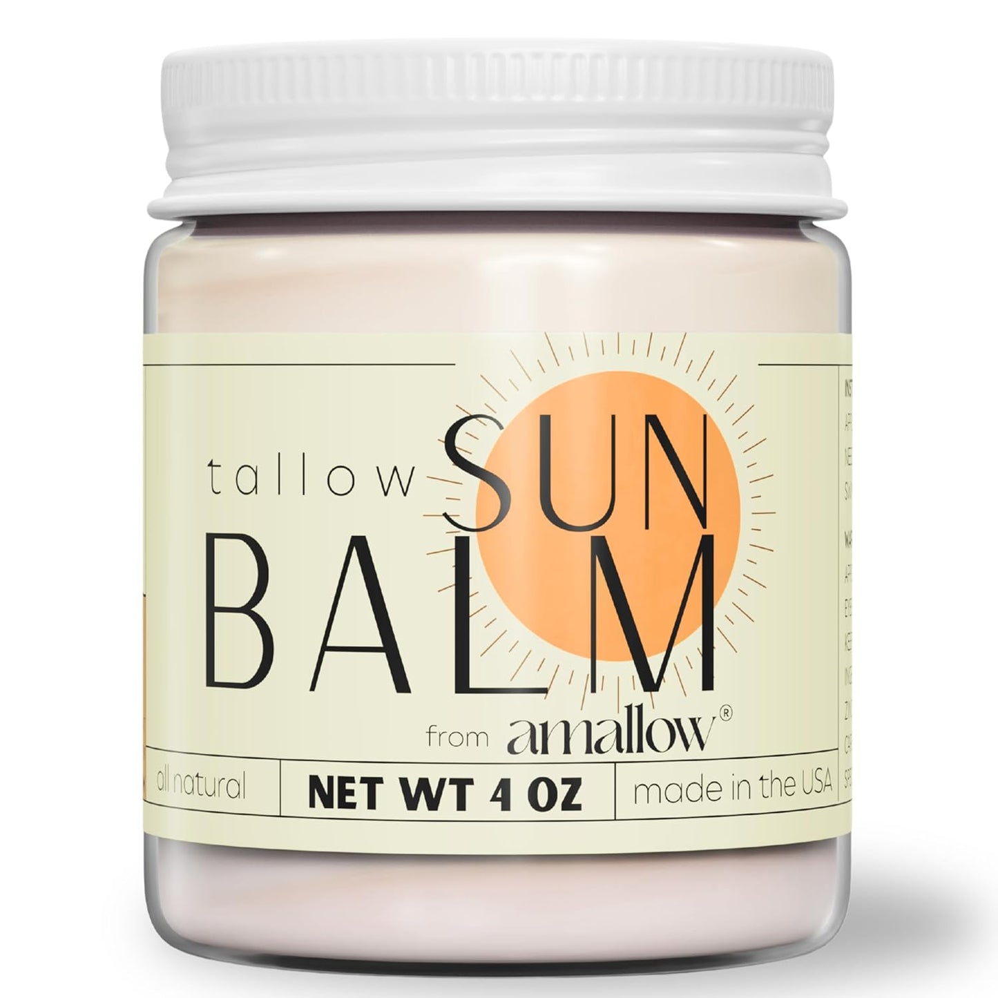 Amallow - Tallow Sun Balm with Zinc Oxide – Tinted Mineral Sun Balm with Cocoa Powder – Natural, Non-Nano Zinc Oxide, Organic Oils – No White Cast – Handcrafted in the USA – 4 oz