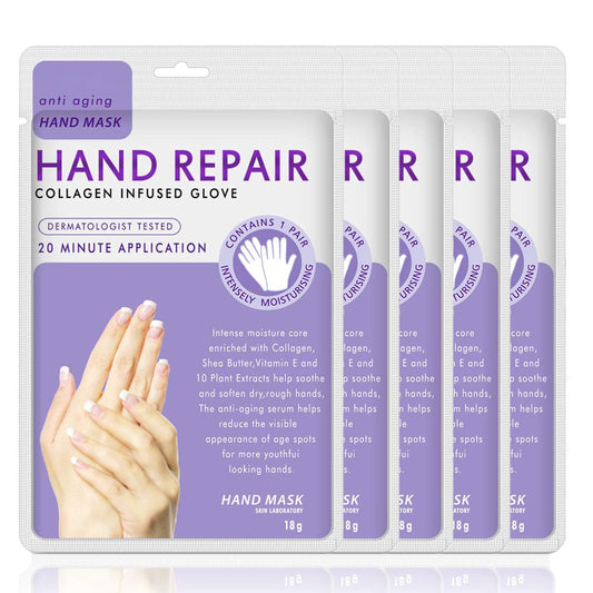 Hand Mask Moisturizing Glove 5 pack, Hydrating Masks Repair Dry Cracked Hands, Remove Dead/Rough Skin (Lavender)