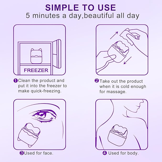 Ice Roller for Face and Eyes，Multi-Functional Facial Skin Care Tools with 2 in 1 Face Roller,Massager Roller Tools, Self Care Gifts for Men Women