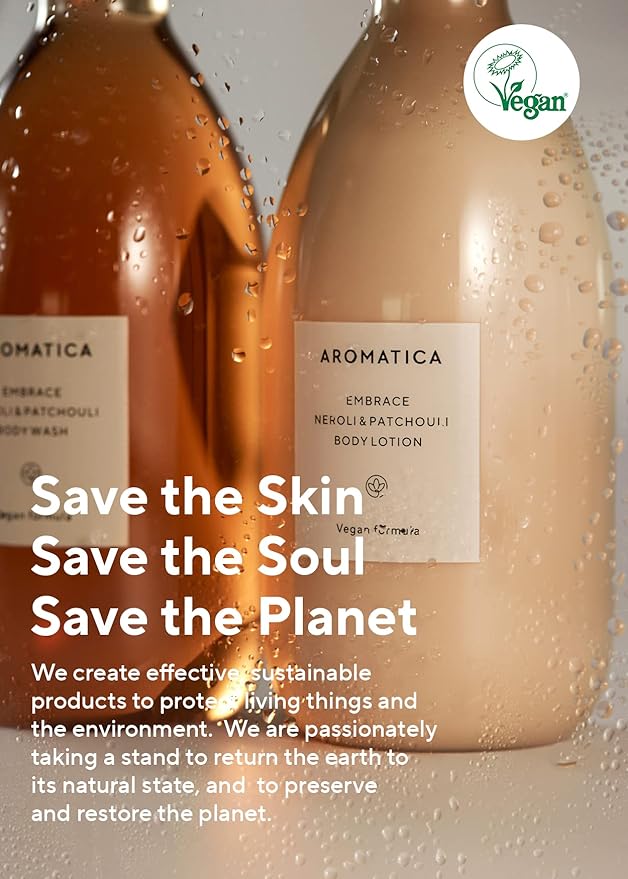 AROMATICA Embrace Body Lotion Neroli & Patchouli 10.14oz / 300ml, Vegan | Naturally-derived Aromatic Fragrance | Soothing & Moisturizing Body Lotion