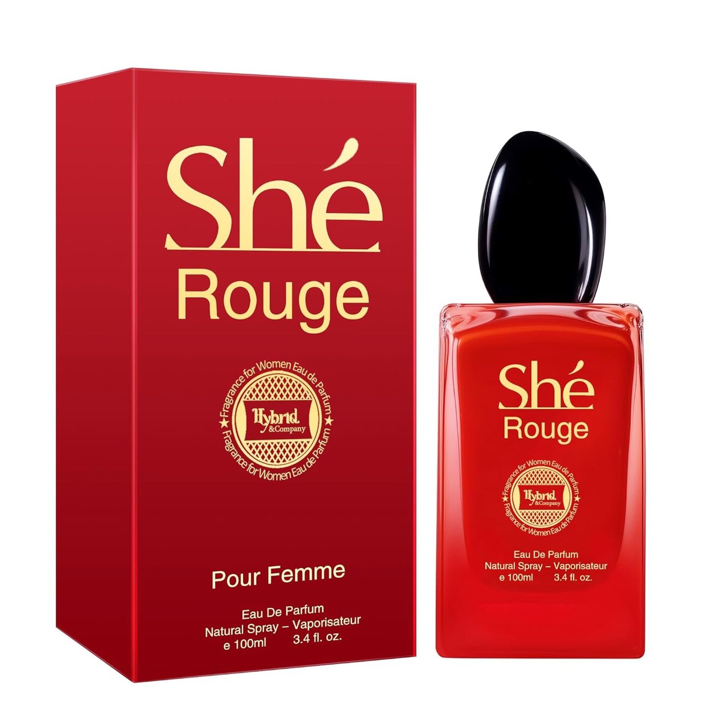 Hybrid & Company Women She Rouge Eau De Parfum Vaporisateur Natural Spray 3.4 Fl Oz
