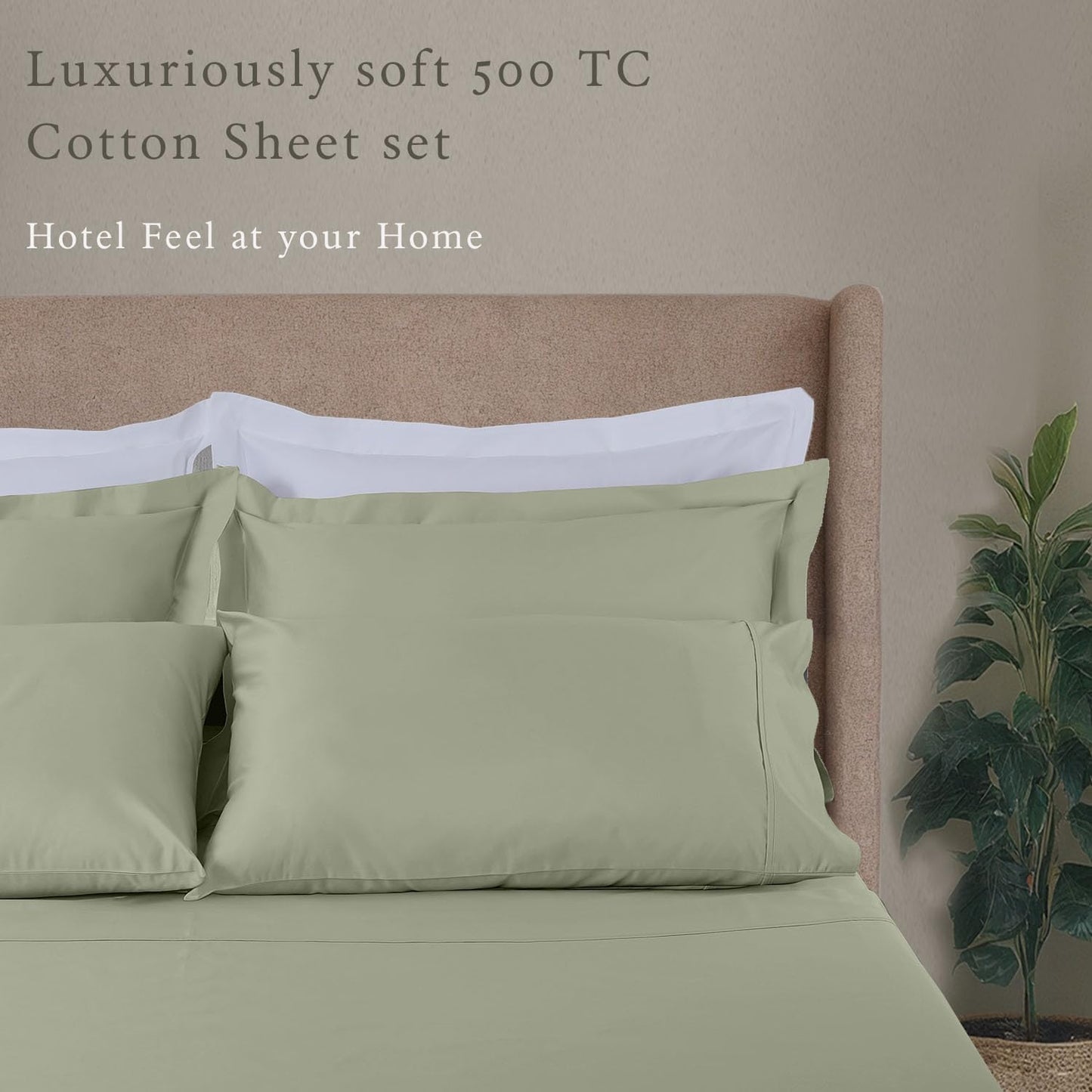 Threadmill 5-Star Hotel 500 Thread Count Best Bed Sheets, 100% Cotton Sheets Set for Queen Size Bed, Smoother Than Egyptian Cotton Claims, 4 Pc Set with Deep Pockets (Sage Green)