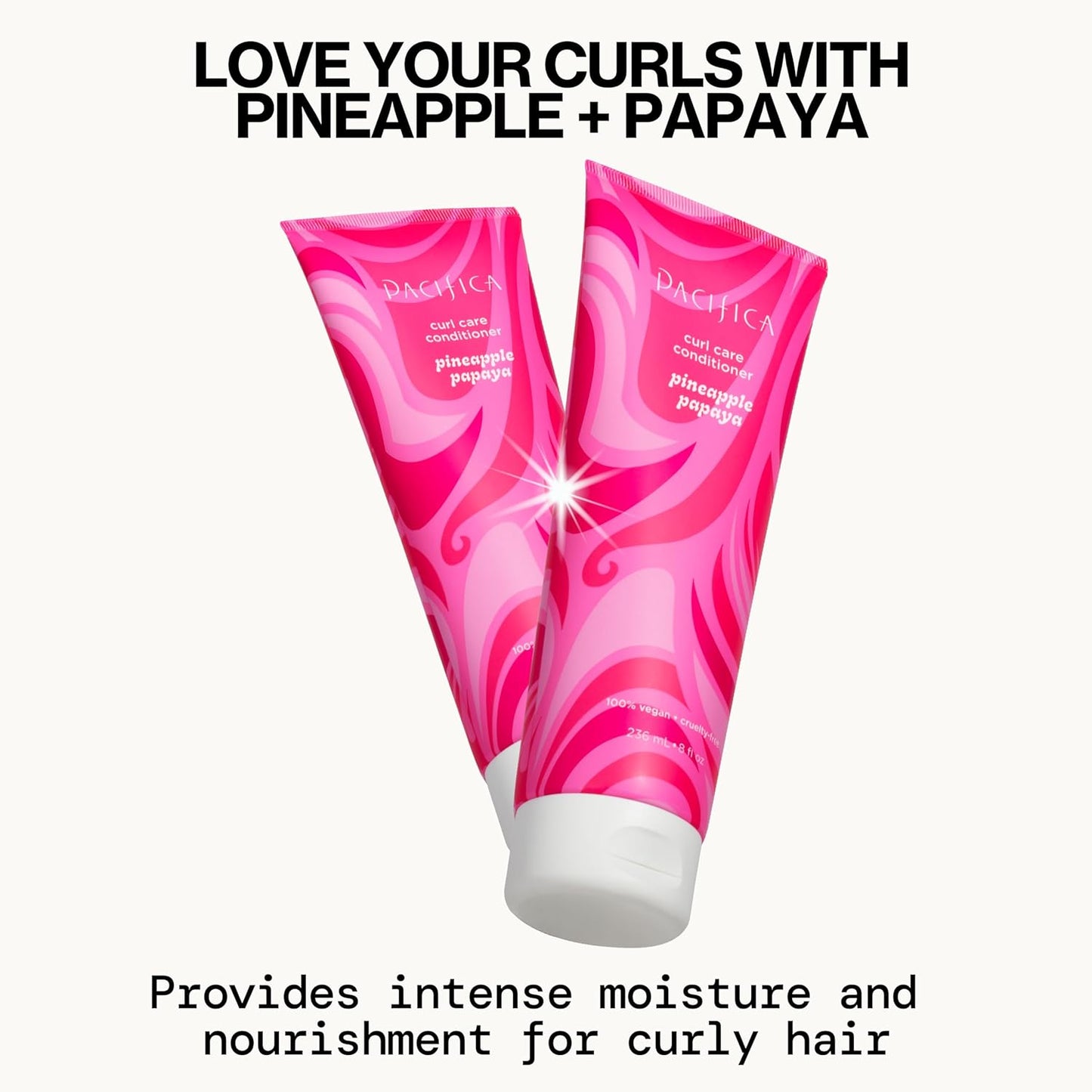 Pacifica Pineapple Papaya Curl Care Conditioner – Deep Moisture for Curly & Coily Hair, Defines Curls & Tames Frizz, Vegan & Silicone Free Clean Beauty, Vegan Cruelty-Free Dermatologist Tested