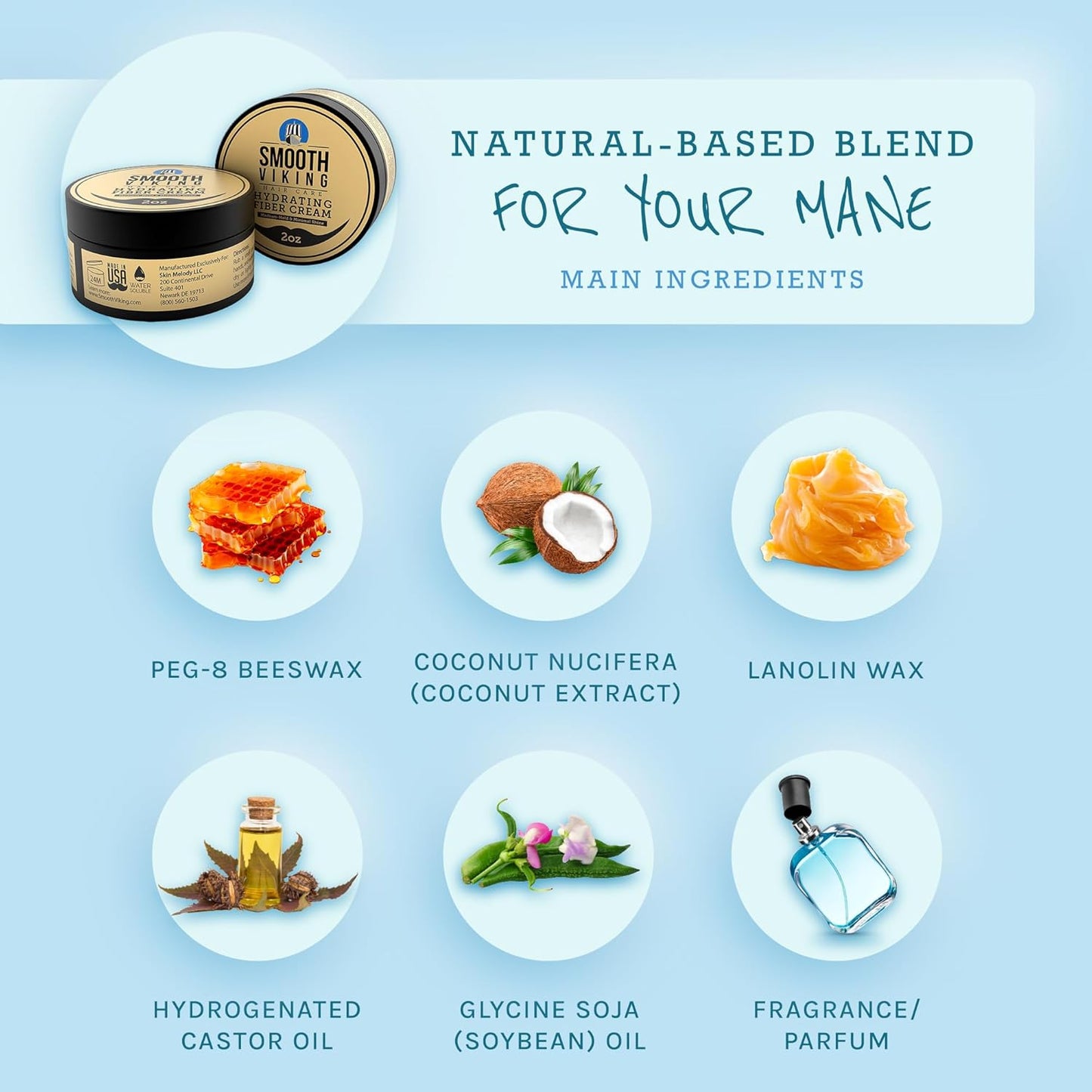 Smooth Viking Hydrating Fiber Cream for Men - Hair Cream for Men, Hair Gel for Men, Mens Hair Products, Mens Hair Paste, Styling Cream Men - Made in USA, 2oz