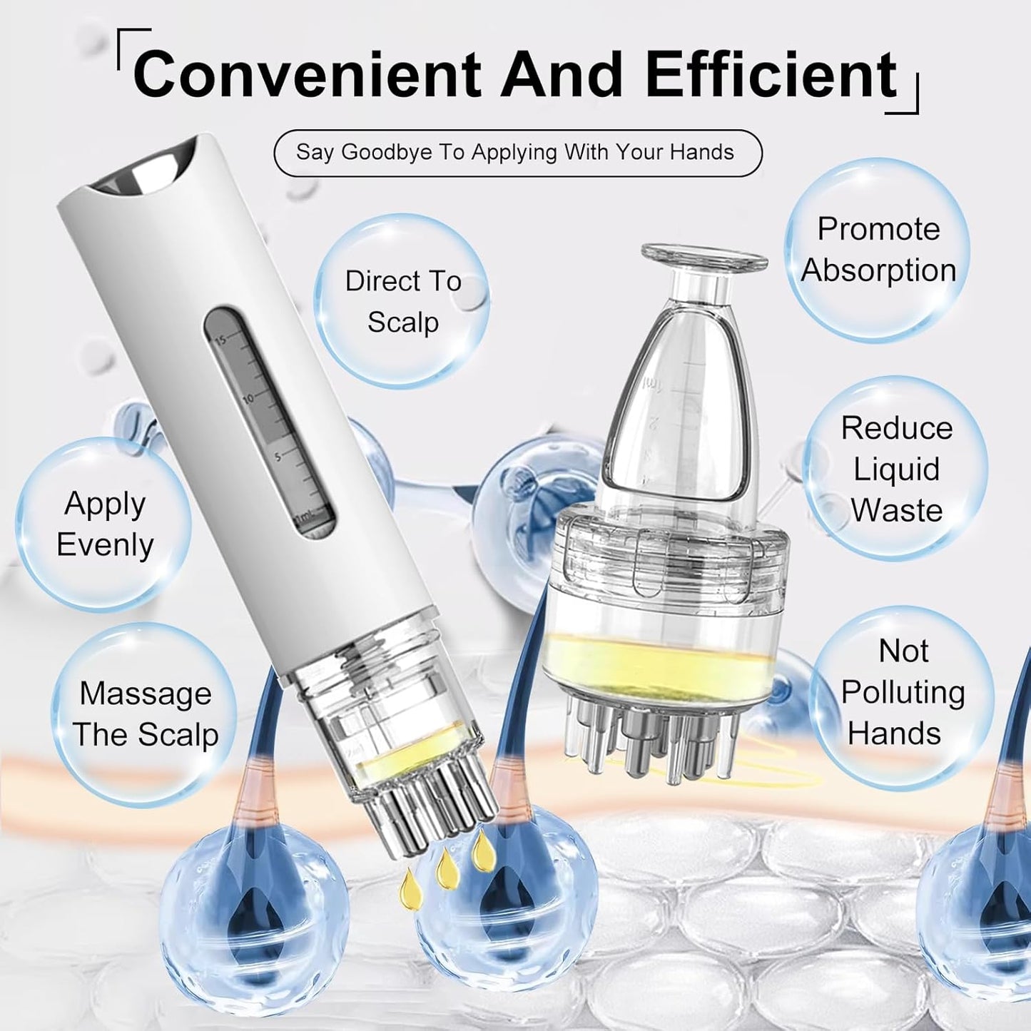 Scalp Applicator Comb,2Pcs Minoxidil Applicator Comb Set,Minoxidil Serum Liquid Massager To Promote Hair Growth,Roller Ball Scalp Massage Comb（White）