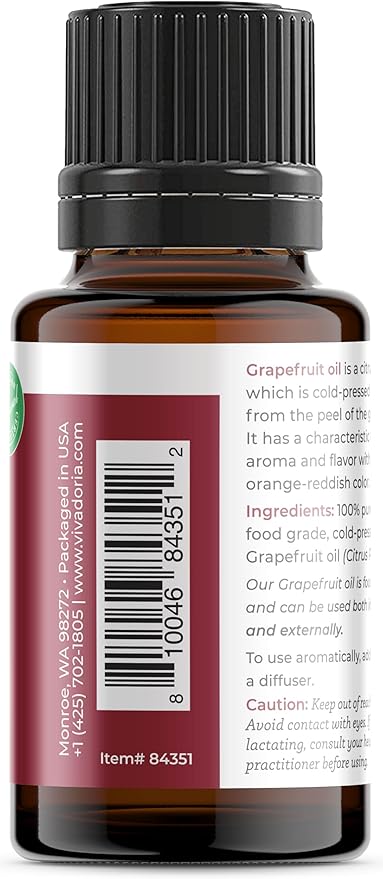 Viva Doria Grapefruit Essential Oil, 100% Pure, Natural Grapefruit Essential Oil, Undiluted, for Aromatherapy | Food Grade, 15 mL (0.5 Fluid Ounce)