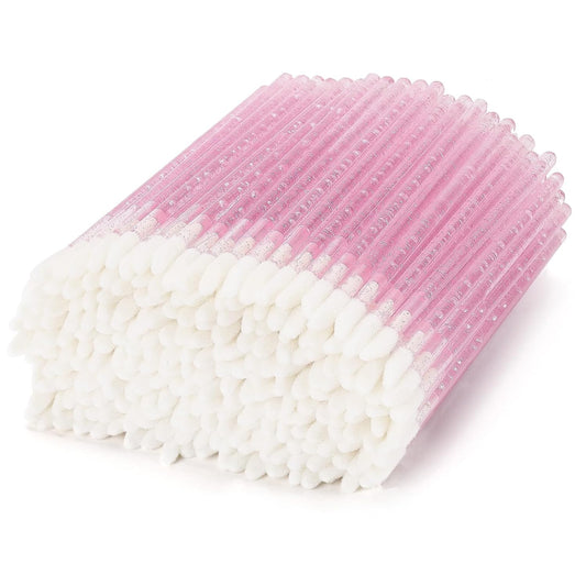 Tbestmax 200 Lip Applicators Disposable Lip Brushes Crystal Lipstick Lip Gloss Wands, Pink