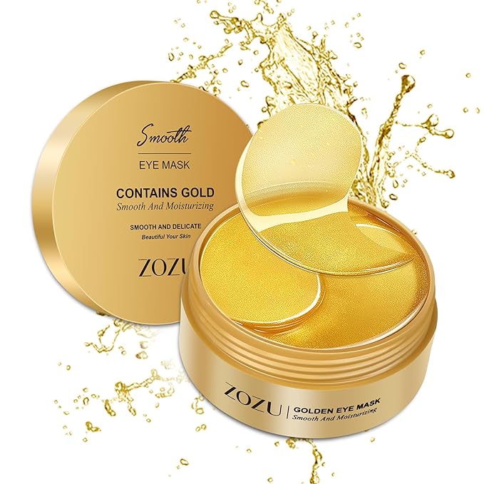 Under Eye Mask, 60 PCS Golden Gel Under Eye Patches for Dark Circles, Undereye Bags, Wrinkles Gel Under Eye Patches Gifts for Women Birthday Gifts for Women