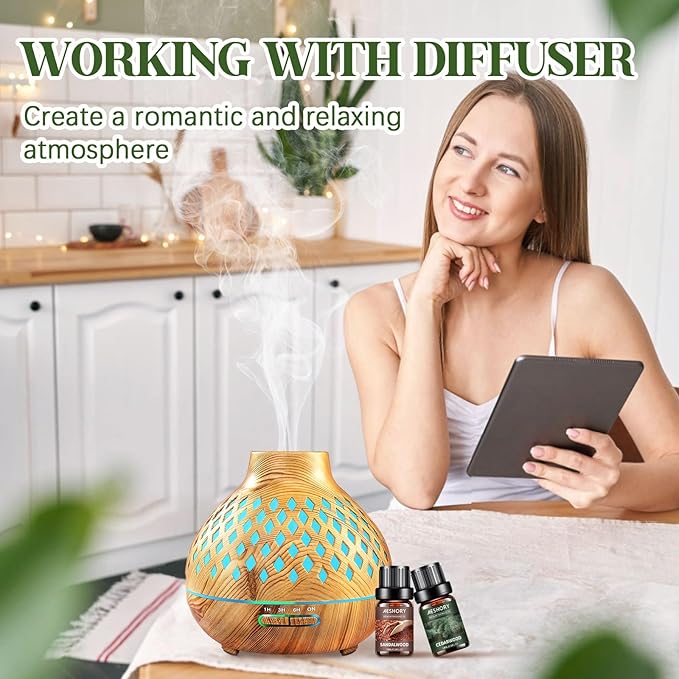 Woody Essential Oils Set - 6x10ML Woody Scents Fragrance Oil for Candle Making, Diffuser - Teakwood, Sandalwood, Cedarwood, Cyperss, Forest Pine, Frankincense Aromatherapy Oils