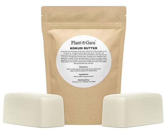 Raw Kokum Butter 2 lbs. Bar 100% Pure Natural - Great for Skin, Body and Hair Moisturizer, DIY Creams, Balms, Lotions and Soap Making.