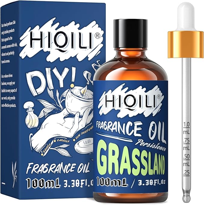 HIQILI Grassland Fragrance Oil 100ml for Diffuser Car Freshies, Clean Fresh Scent for Candle Making Soap Laundry 3.38 Fl Oz
