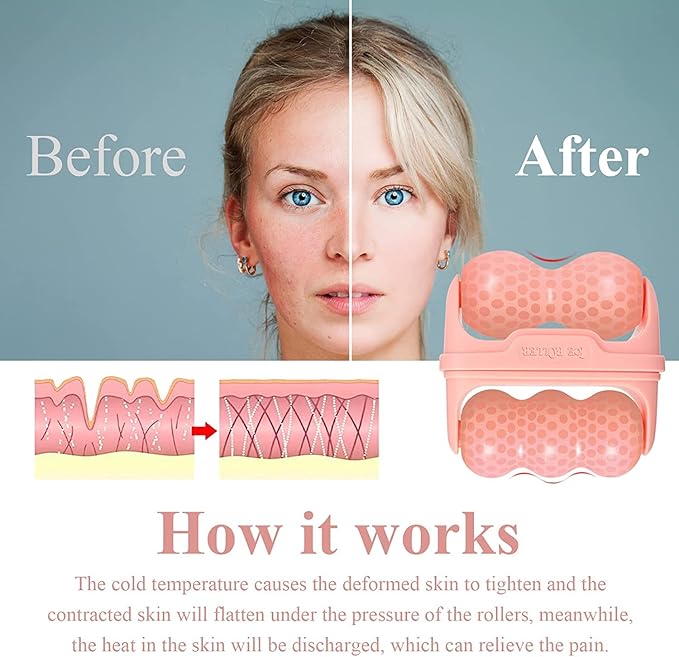 2 in 1 Cool Ice Roller for Face and Eye Facial Roller Personal Skin Care Tool with Carry Case to Reduce Puffiness and Relief Migraine, Pain. Women Mother Gift