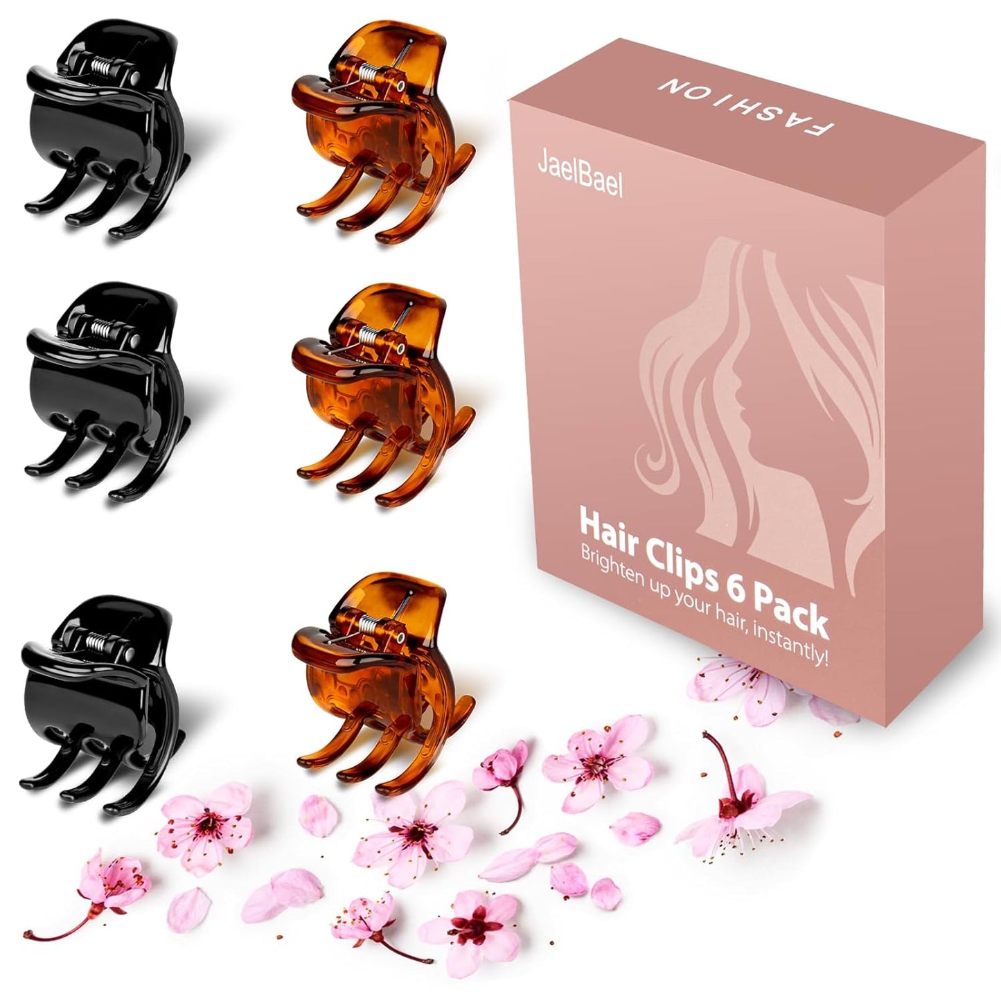 6-Piece Hair Claw Clips-1.3 Inch Jaw Clips That Won't Let YourThick or Medium Hair Escape, Nonslip Wonders for Women and Girls' Hair Accessories Black and Amber