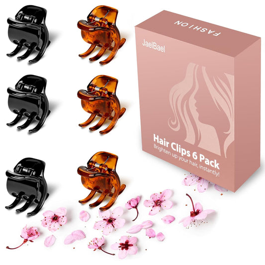 6-Piece Hair Claw Clips-1.3 Inch Jaw Clips That Won't Let YourThick or Medium Hair Escape, Nonslip Wonders for Women and Girls' Hair Accessories Black and Amber