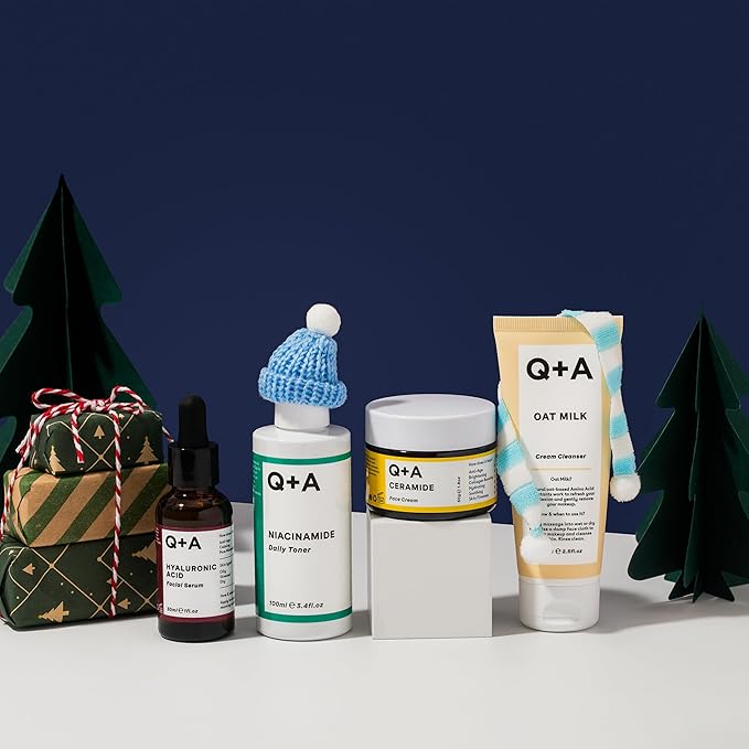 Holiday Heroes Skincare Giftset – 4-Step Regime with Oat Milk Cleanser, Niacinamide Toner, Hyaluronic Acid Serum, Ceramide Face Cream – Vegan, Cruelty-Free, UK Made, Nourishing and Hydrating