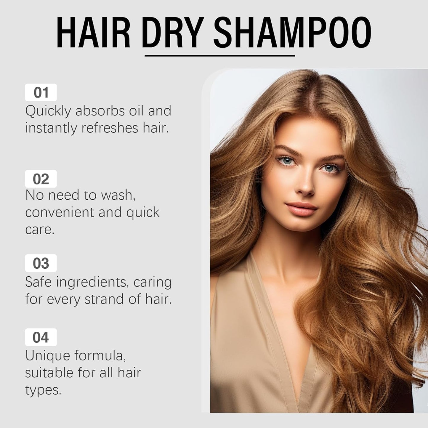 Hair Dry Shampoo, Invisible Dry Shampoo for Women, Instantly Fresh & Volumizing, No Residue, Talc-Free, for All Hair Types