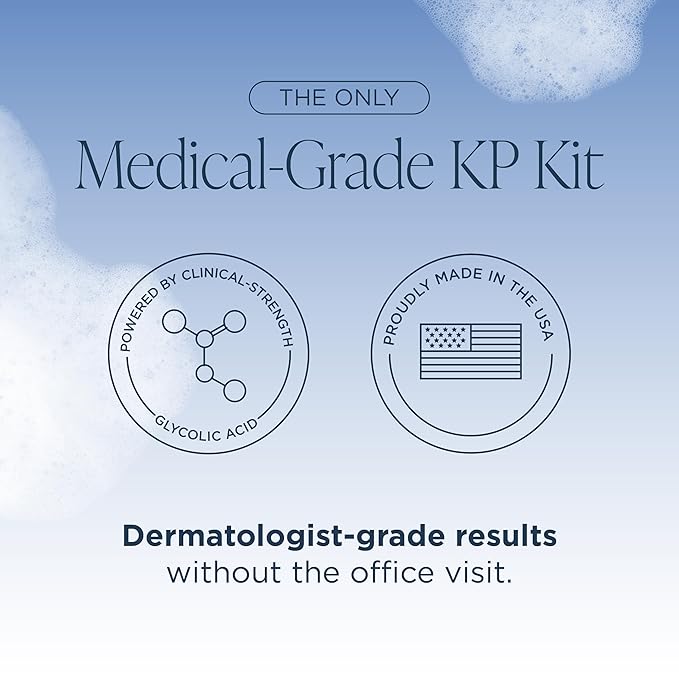 Glytone KP Kit – Exfoliating Body Wash, Glycolic Acid Lotion & Shower Pouf for Keratosis Pilaris – Smooth Rough Bumpy Skin, Fragrance-Free Skincare Routine for Dry Skin & Chicken Skin – Routine Kit