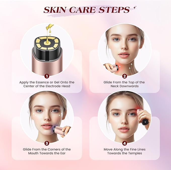 Microcurrent Facial Device, 3 Modes Red Light Therapy for Face and Neck, Skin Care Facial Massager Perfect Gifts for Women Men(Gold)