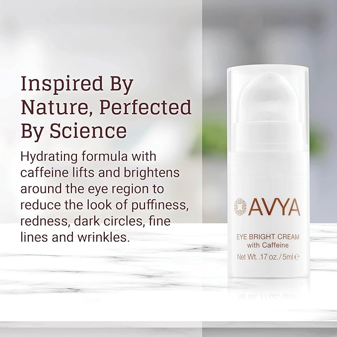 AVYA Eye Bright Cream (0.17oz / 5ml) - Advanced Ayurvedic Skincare/Caffeine Reduces Dark Circles and Puffiness/Tightens and Reduces Fine Lines Around Eyes