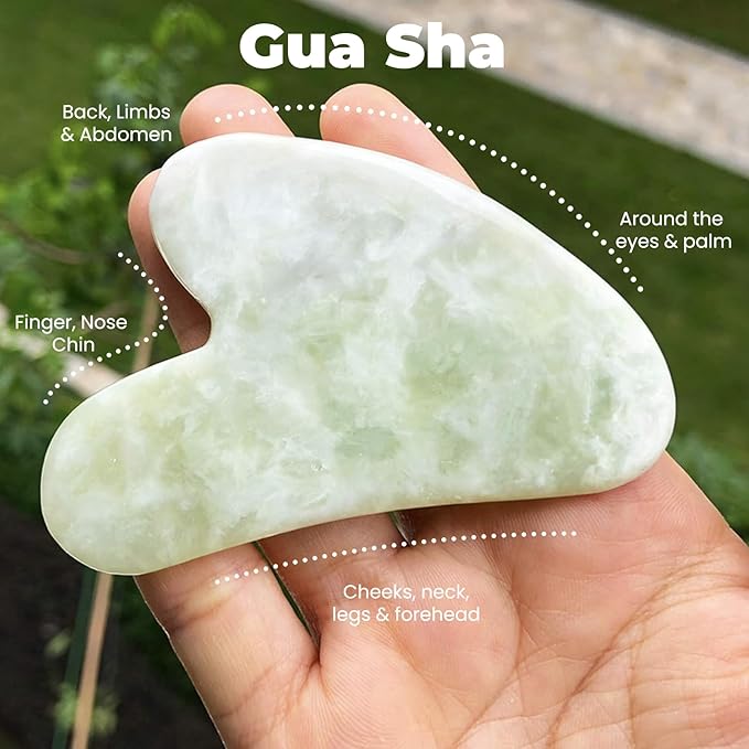 ROSELYNBOUTIQUE Gua Sha Facial Tools & Face Roller for Wrinkless Natural Skincare Tool Jade Roller Guasha Tool for Face Facial Massager (Jiacui Light Green)