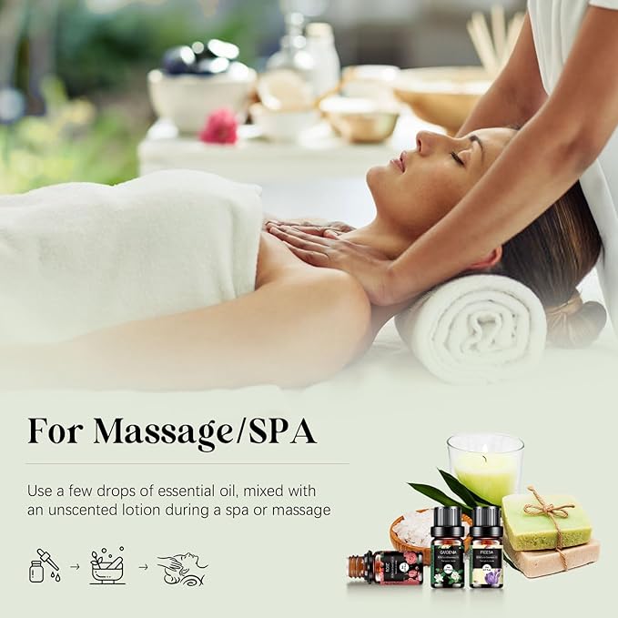 Floral Essential Oils Set - 14 Pcs Fragrance Oil for Diffusers, Aromatherapy, Candle Making - Lavender, Geranium, Rose, Jasmine, Gardenia Aromatherapy Essential Oils Kit