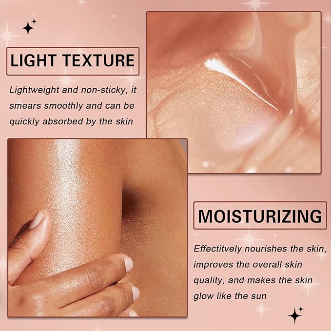 Body Glow Oil,SPF 45 Broad Spectrum,Body Oil Shimmer Sunscreen with Rose Gold Mica,Lightweight Non-Sticky,Moisturizing Coconut,Absorbs Quickly,3.72 fl oz,ROSE