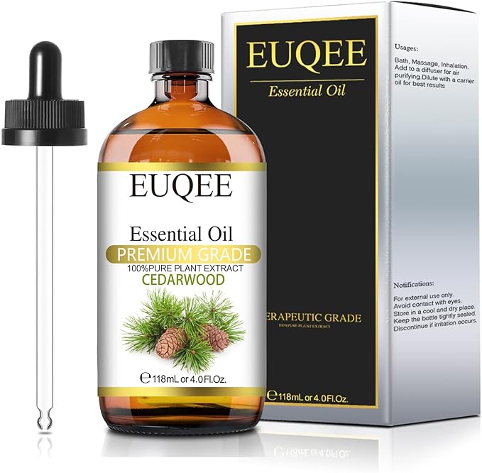 Cedarwood Essential Oil 118mL Pure Cedarwood Oil Premium Essential Oil for Diffuser, Humidifier - with Glass Dropper (4fl.oz)