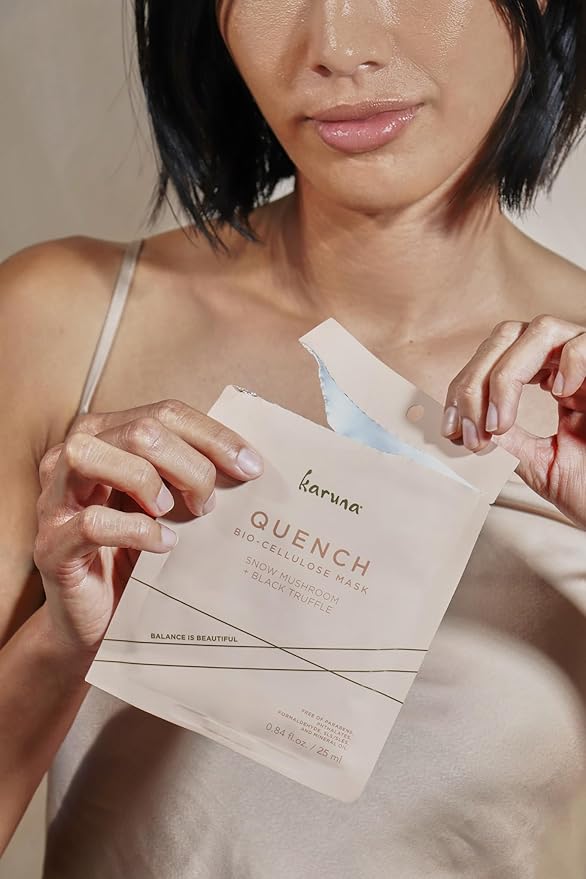 Karuna Skin - QUENCH Biocellulose Facial Mask for Dry, Dull Skin, Cooling & Rejuvenating Facial Skin Care Products, Hydrating Face Masks with Black Truffle, Sheet Mask for Fine Lines & Wrinkles, 0.74
