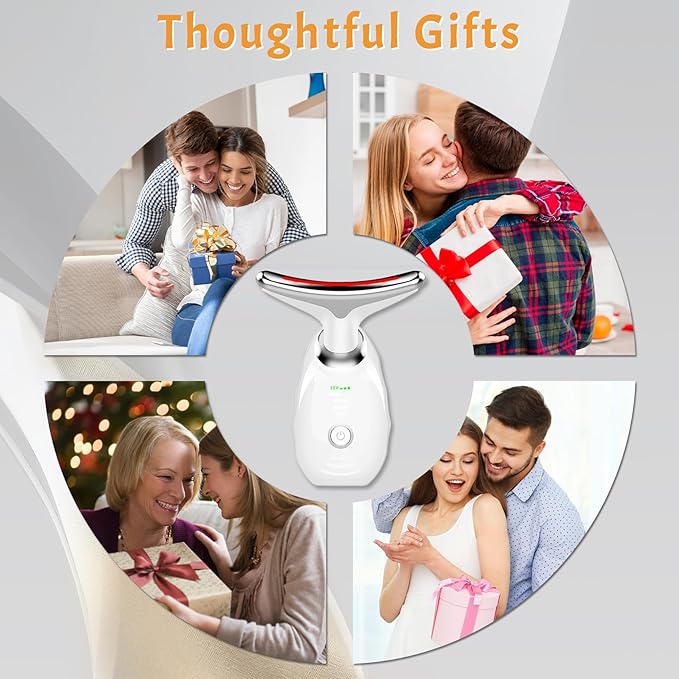 7 Color Face and Neck Massager for Skin Care, Multifunctional Facial Tool With Non-Slip Design, White