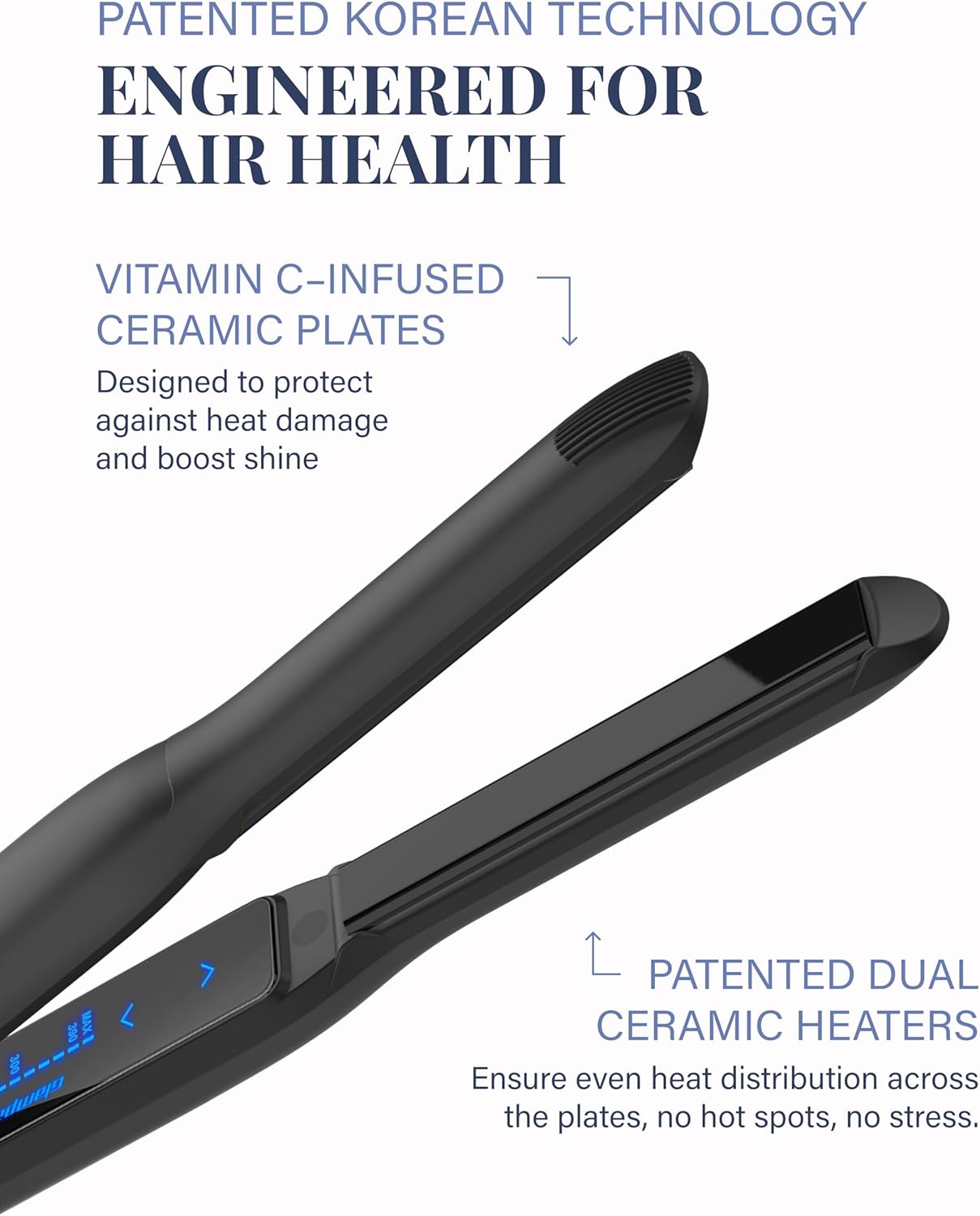 GLAMPALM Hair Straightener 0.5" Ceramic Flat Iron Infused with Vita C, Korea's No.1 Professional Salon Tool for Short Hair, Dual Voltage, Digital LED(210°–450°), 20s Fast Heat-Up (GP101T)
