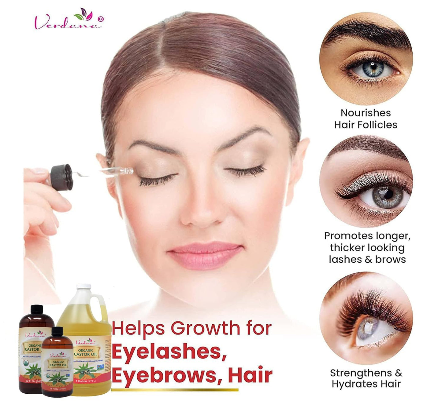 Verdana Organic Castor Oil 1 Gallon (128 fl oz) – USDA Certified Organic, Cold Pressed, Hexane-Free – For Hair, Eyelashes, Skin & Castor Oil Packs