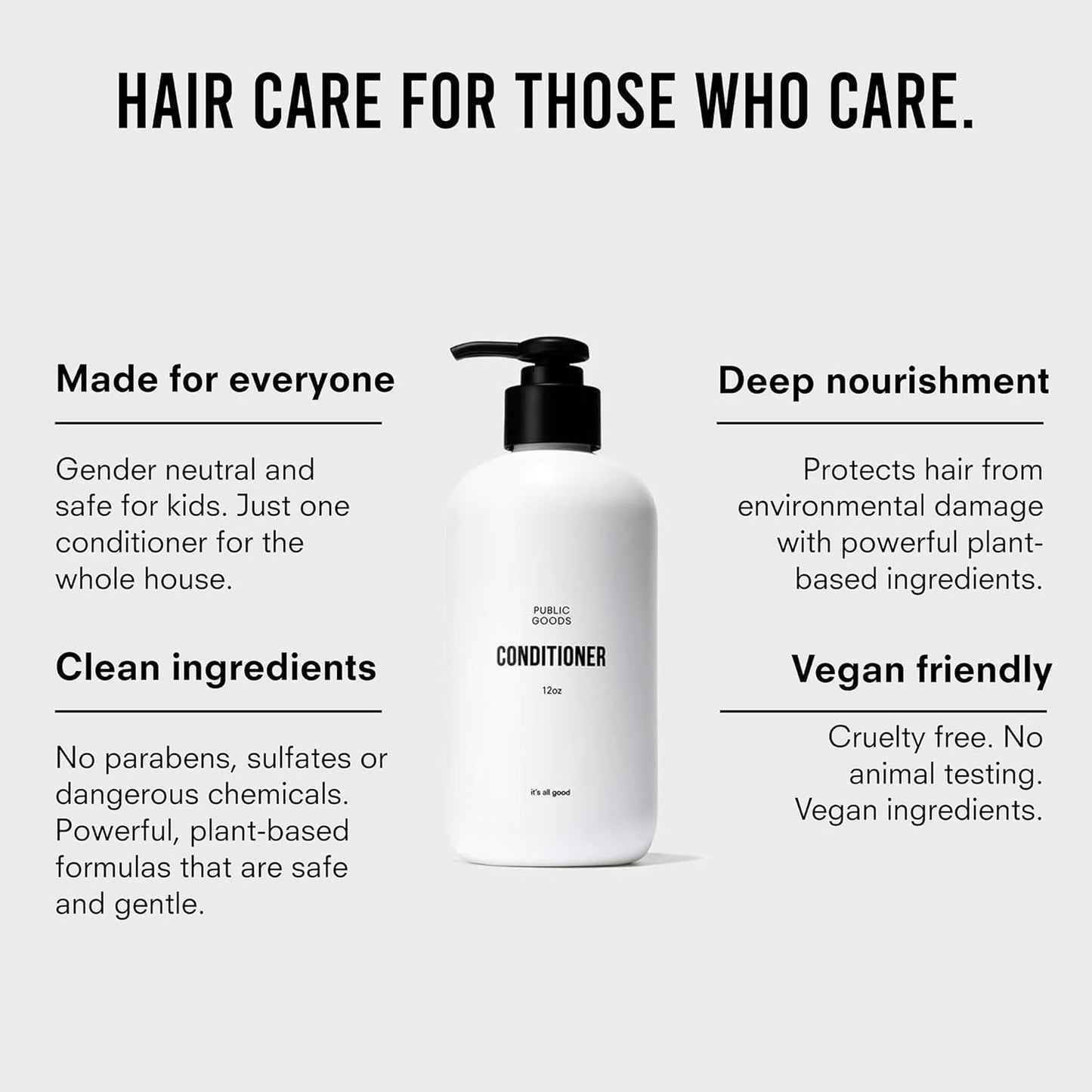 Public Goods Conditioner for Women & Men | Natural Conditioner to Protect & Moisturize Dry Hair | Made with Organic Essential Oils | Sulfate & Paraben Free | Vegan Friendly | 12 Fl Oz Bottle