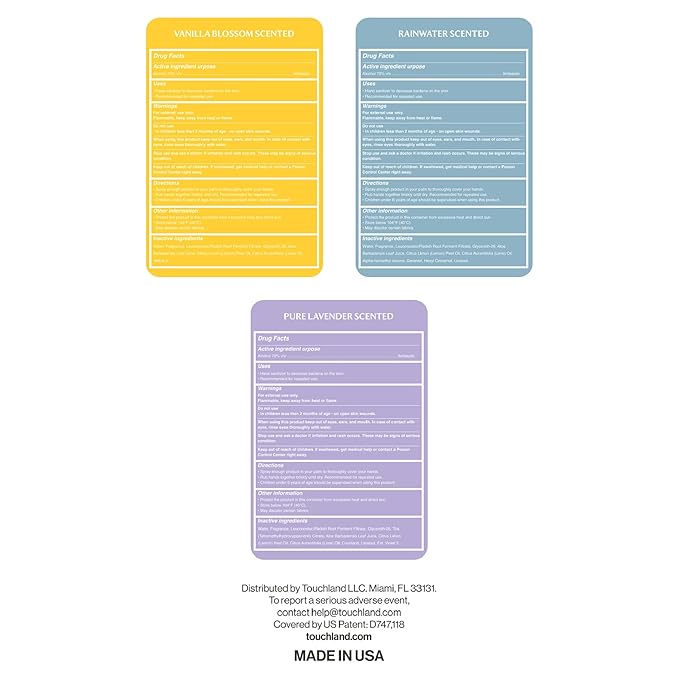 Touchland Power Mist Hydrating Hand Sanitizer Spray, BLOSSOM Trio Set (Lavender, Vanilla, Rainwater), 1 FL. OZ. Travel Size (Set of 3)