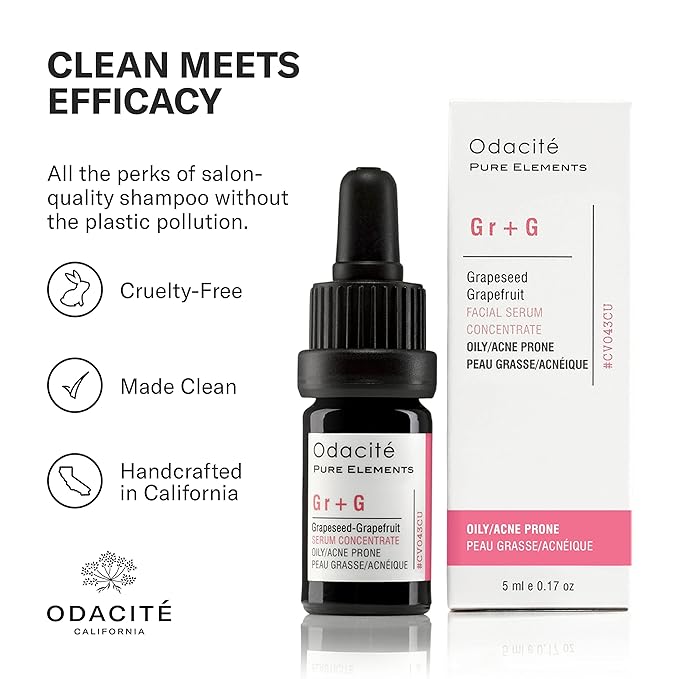 Odacité Acne Serum Concentrate for Face, Pore Cleanser Facial Oil for Skincare with Grapeseed + Grapefruit - Blackhead Remover & Oily Blemish Prone Skin Facial Serum Moisturizer Oil, 0.17 fl. Oz