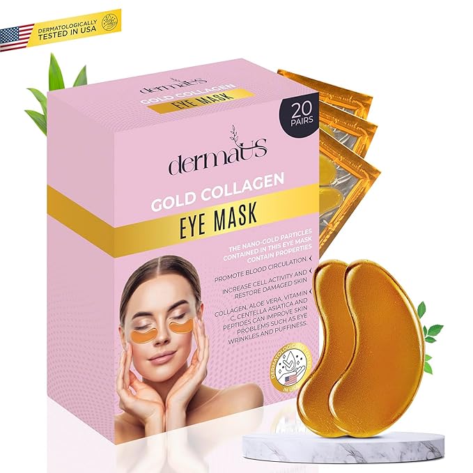 Under Eye Patches for Dark Circles & Puffiness – 20 Pairs with Collagen, Aloe & Gold – Anti-Wrinkle Eye Masks for Women – Hydrating Eye Treatment